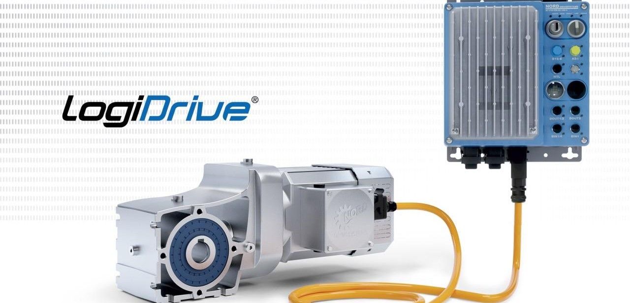 DuoDrive-Getriebemotor und dezentrale NORDAC-Umrichter für flexible und effiziente Fördertechnikslösungen Modulare NORD-Antriebssysteme optimieren Materialfluss und reduzieren CO2 an (Foto: NORD DRIVESYSTEMS)