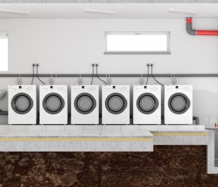 Rückstausichere Entwässerung eines Waschkellers (Foto: Jung Pumpen GmbH, Steinhagen)