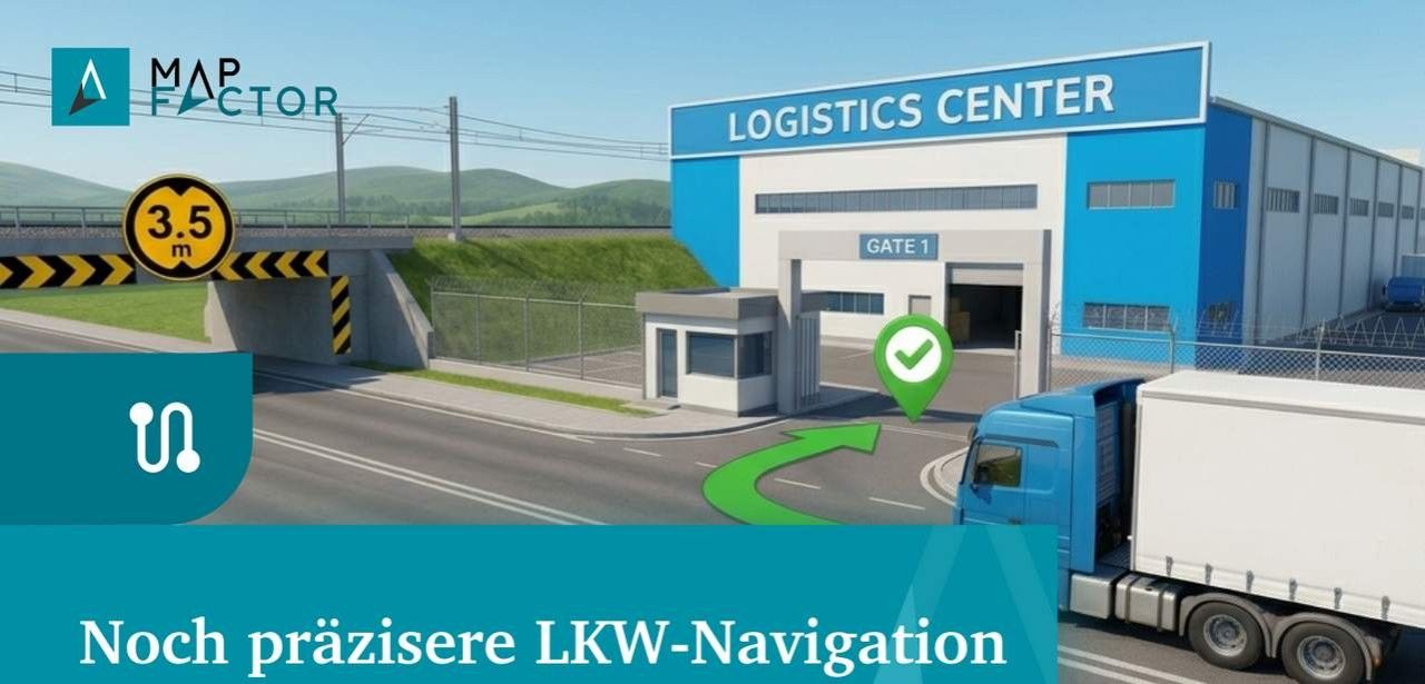 MapFactor Navigator 8.1 verbessert jetzt LKW-Routen mit punktgenauen (Foto: MAPFACTOR)